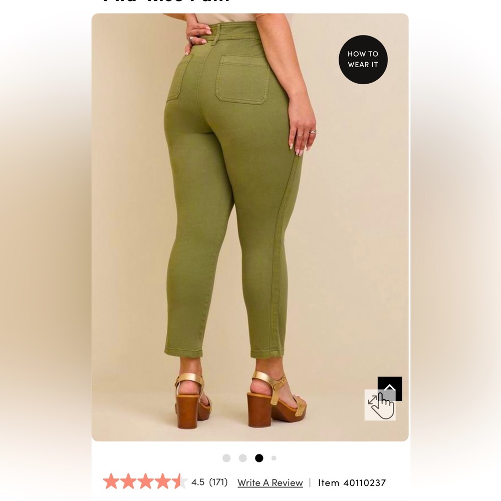 Torrid Olive Green Crop Skinny Stretch Jean Pants Size 18 - Picture 2 of 6